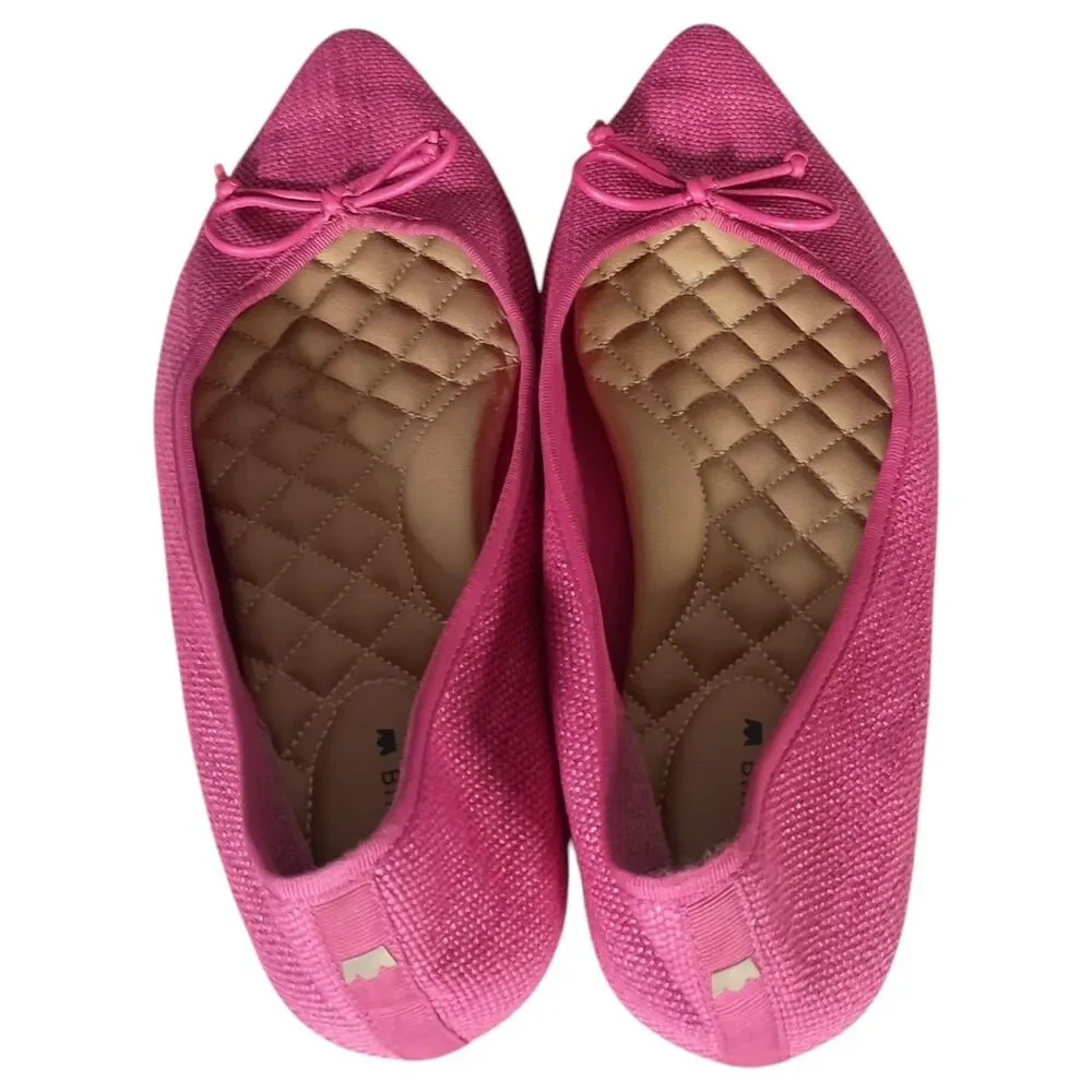 Birdies The Goldfinch Raffia Flats Shoes Pointed Toe Bow Pink Womens 8